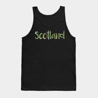 SCOTLAND, Green and Yellow Tartan Style Design Tank Top